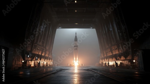 Rocket launch from hangar