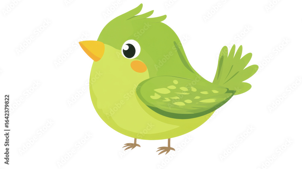 Fototapeta premium Illustration of a cute green bird with a simple design. Perfect for kids' art projects and nature-themed graphics on white background