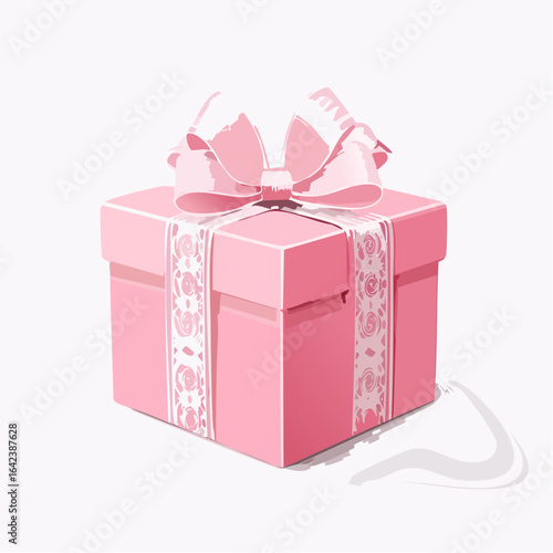 There is a pink gift box with a pink ribbon on it generative ai
1