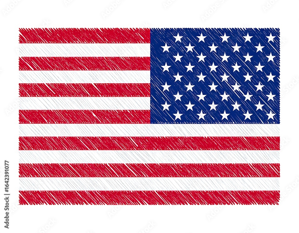 Naklejka premium US Flag Hand Drawn