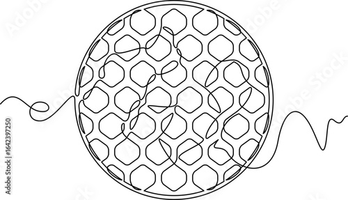 one line art Golf Ball vector illustration. line art, one continuous line, simple, hand drawn and sketch style. for icons, symbols, signs or logos. PNG