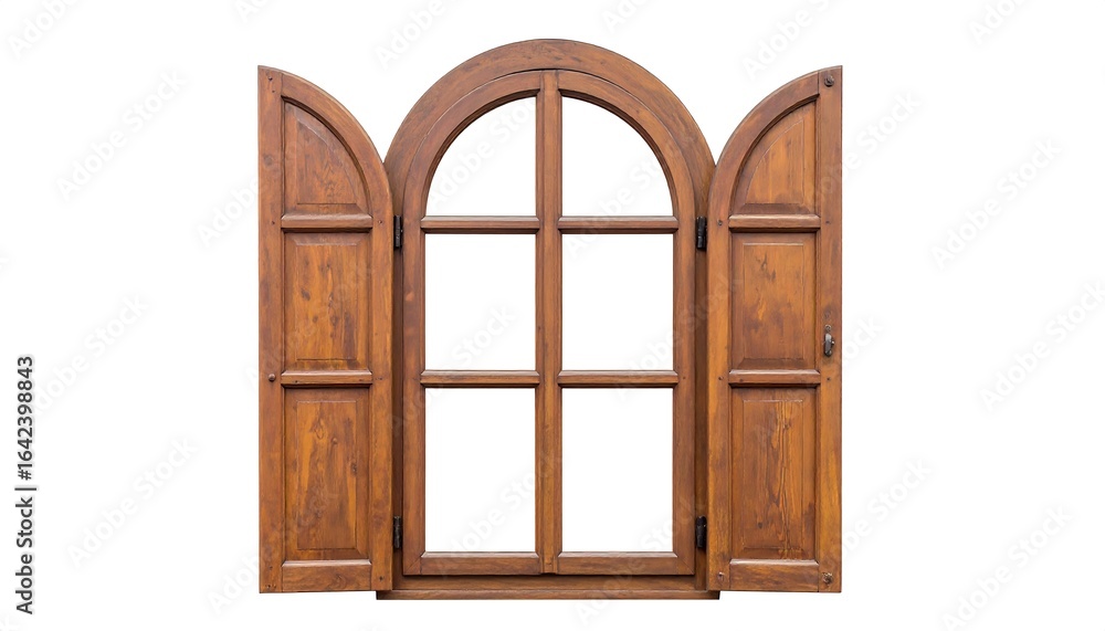 Fototapeta premium Antique style arch window with shutters