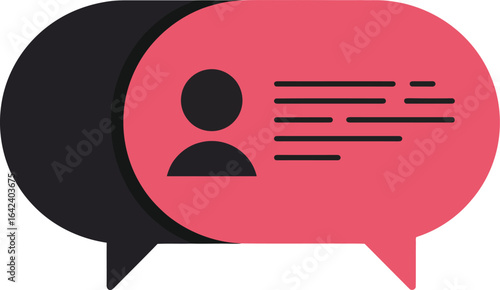 User profile chat bubbles communication icon with red and black speech balloons vector illustration 