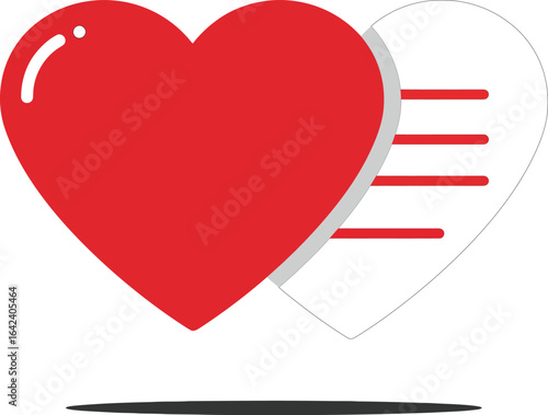 Heart symbol with medical chart vector illustration in red and white colors for healthcare and wellness concepts 