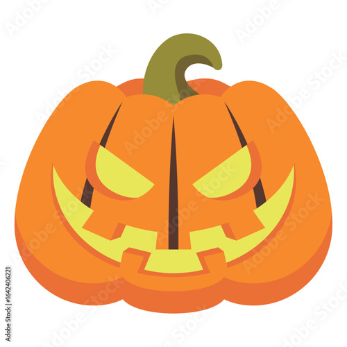Sinister carved pumpkin lantern. Vector