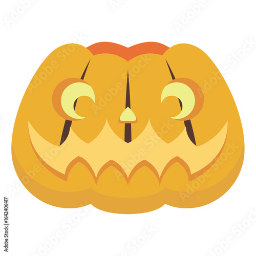 Dizzy spiral eyes pumpkin face. Vector