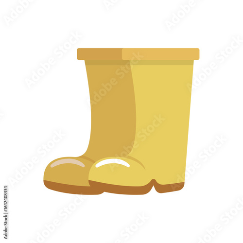 Yellow rain boots footwear. Vector