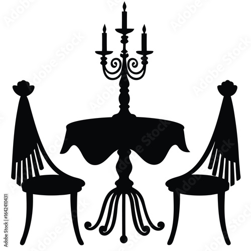 Ornate dining set with candelabra table chairs