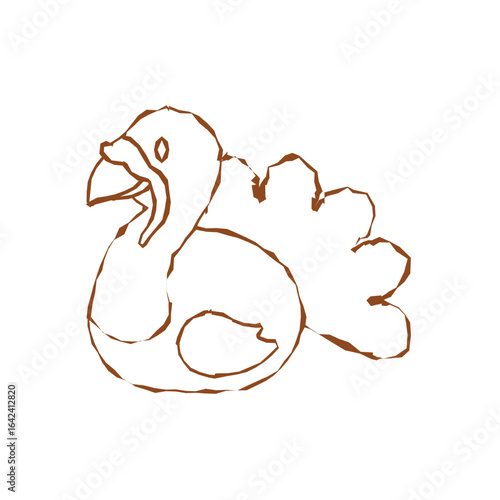 Turkey bird outline sketch. Vector