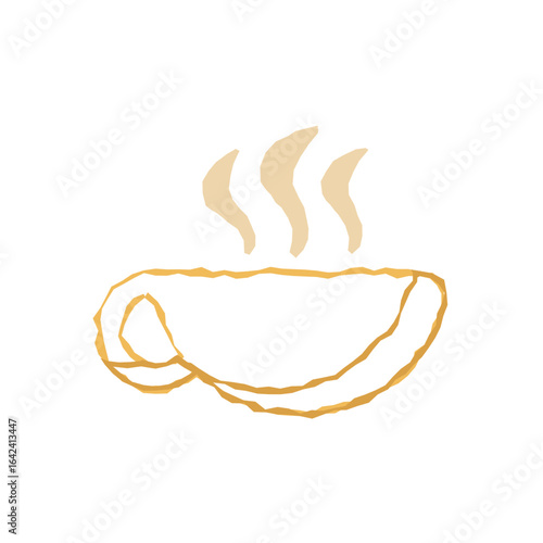 Hot tea cup outline. Vector