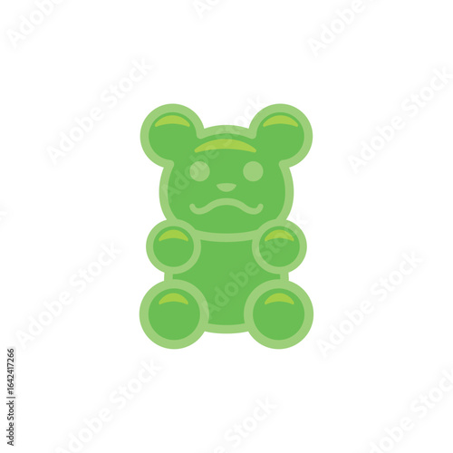 Green gummy bear candy. Vector