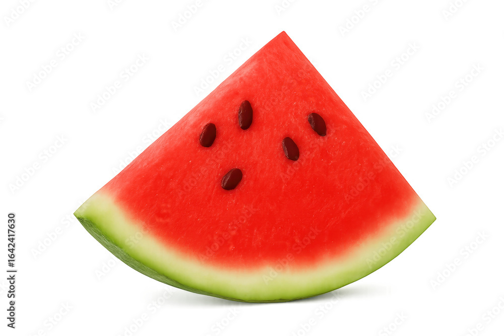 Slice of ripe red watermelon showing seeds on transparent background Slice of ripe red watermelon showing seeds on transparent background