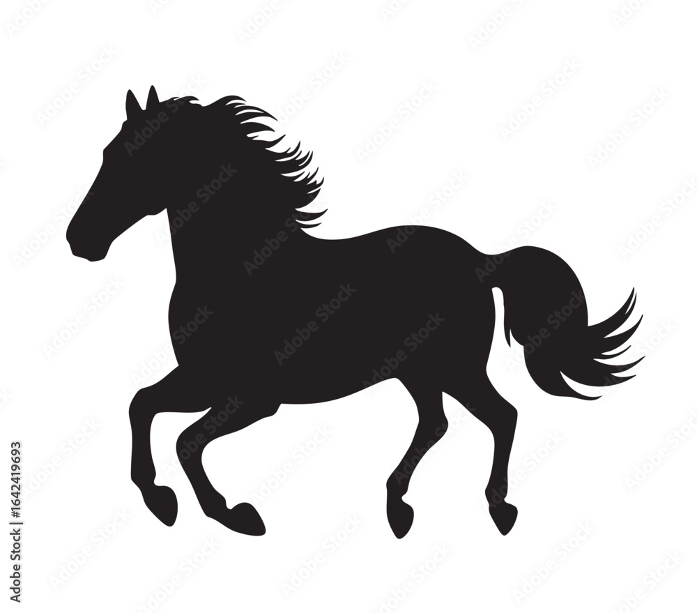 Obraz premium Silhouette of a running horse vector illustration