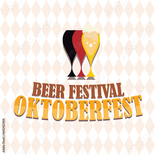 Beer glasses Oktoberfest. Vector