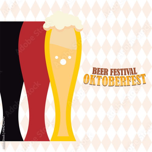 Tall glasses Oktoberfest. Vector