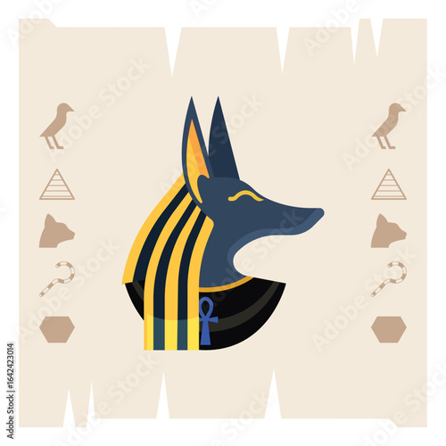 Anubis head egyptian god. Vector
