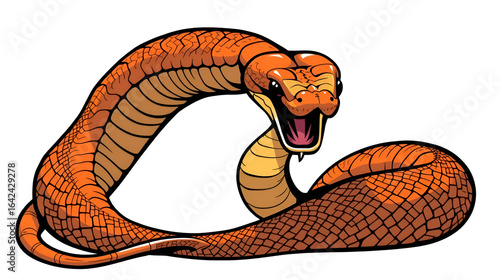 Elegant Serpent Illustrating a Stylized Orange and Brown Snake Exuding Intrigue and Mysterious Charm with Transparent Background