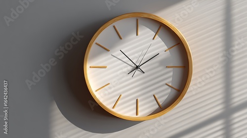 Wallpaper Mural Modern Wooden Wall Clock with Minimalist Design and Shadow Patterns Torontodigital.ca