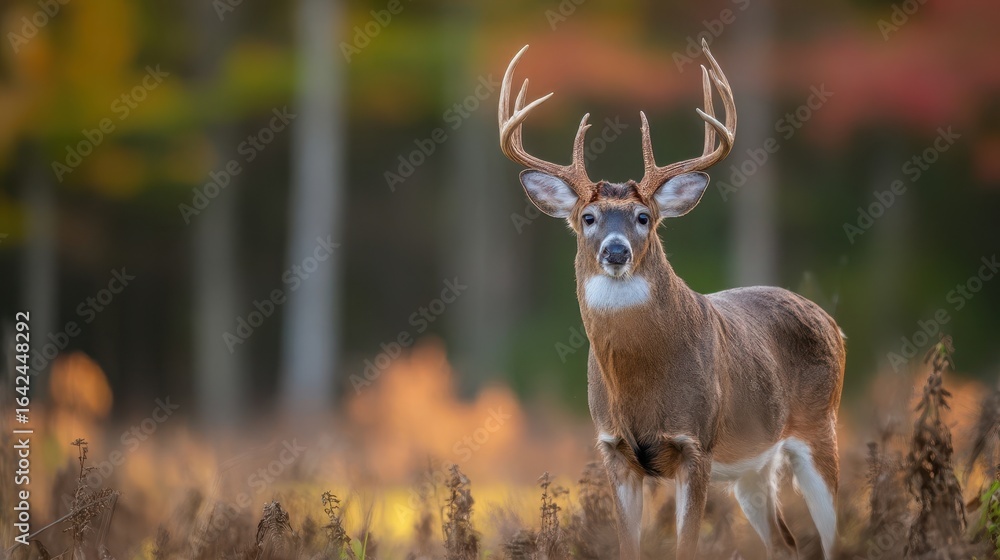 Obraz premium Majestic buck in autumnal forest.