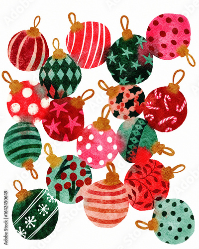 Watercolour Christmas baubles
