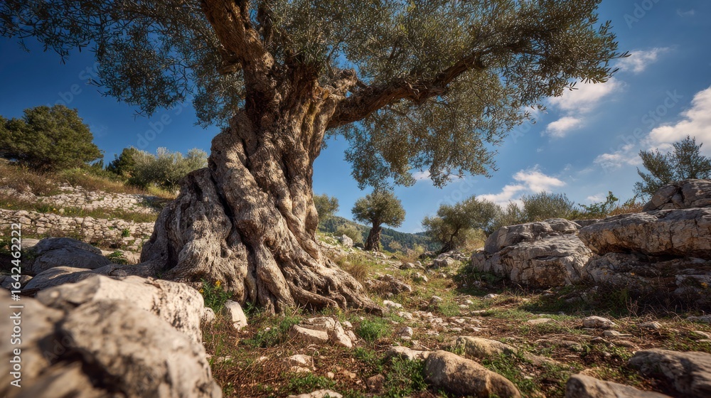 Ancient olive tree in natural landscape Ancient olive tree in natural landscape