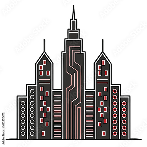 Aether grid skyline like silhouette formed.