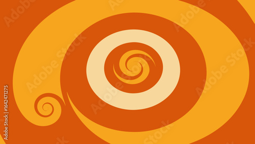 Psychedelic orange and yellow spiral pattern with concentric circles and swirling effect abstract background