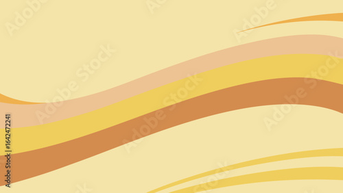Soft pastel wavy lines in yellow peach and brown on a pale yellow background abstract waves