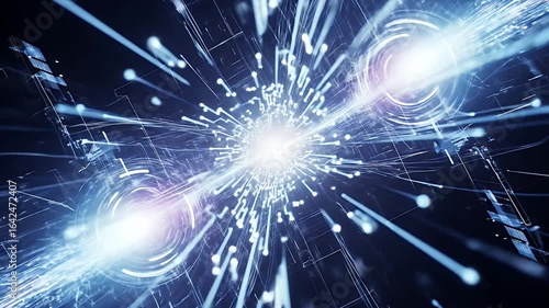 Wallpaper Mural Abstract depiction of a bright central energy burst with surrounding digital structures Torontodigital.ca