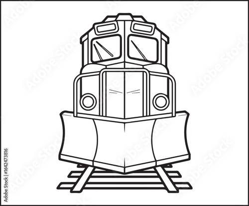 Simple and cute train coloring page for kids, black line art vector illustration for toddler coloring book design 