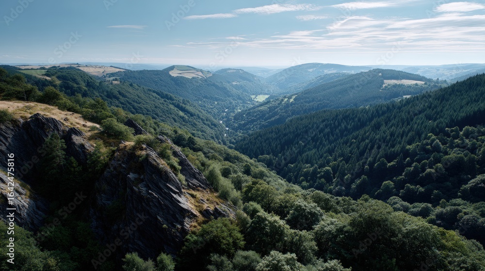 Fototapeta premium Scenic valley view from a high vantage point.