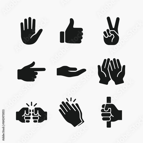 Solid Hand Silhouette Icons
