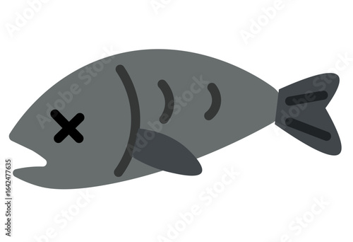 An illustration of a weakened fish affected by marine pollution and water contamination. Suitable for environmental awareness campaigns, educational projects, sustainability materials, and ocean conse