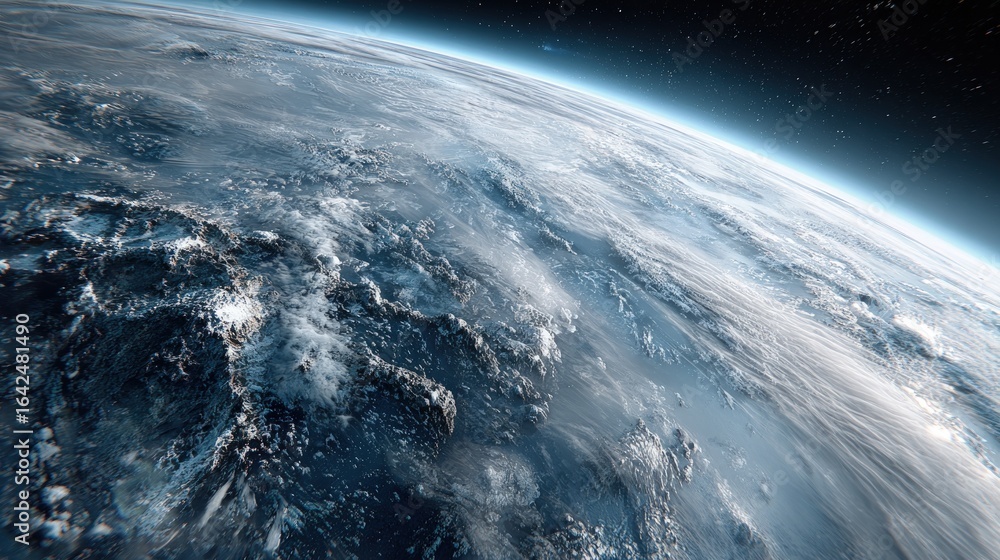 Fototapeta premium High-altitude view of a distant planet's surface.