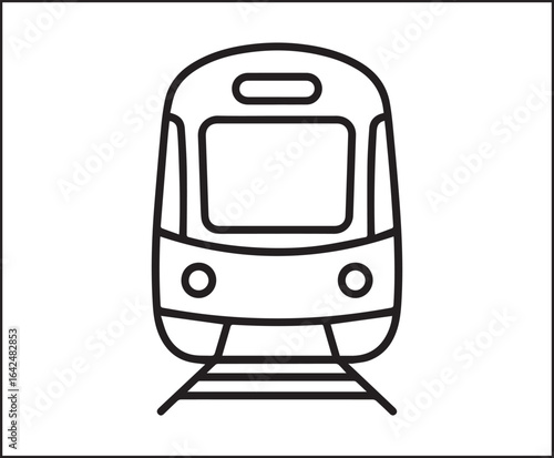 Simple and cute train coloring page for kids, black line art vector illustration for toddler coloring book design 