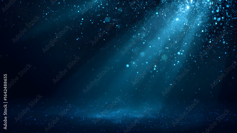 Fototapeta premium Dark blue and glow particle abstract background.