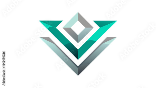 Free Download Abstract Geometric Logo Symbol with Teal and Gray Gradient Triangles vector illustration - GFXLoad