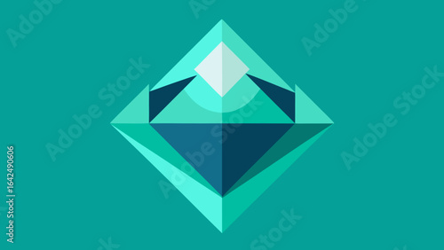 Abstract Teal Geometric Crystal Shape With Facets vector illustration
