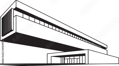 Architecture coloring page for kids and adults, black and white building sketch line art vector illustration