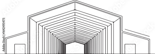 Architecture coloring page for kids and adults, black and white building sketch line art vector illustration