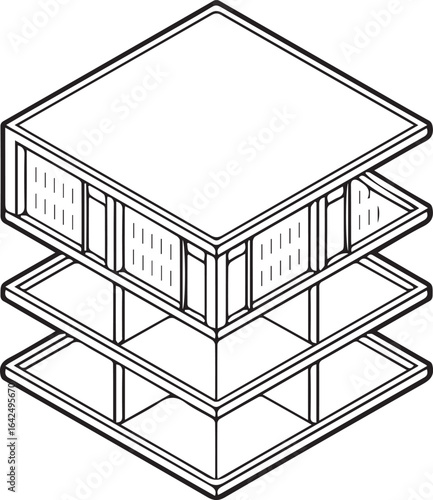Architecture coloring page for kids and adults, black and white building sketch line art vector illustration