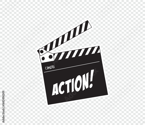 Film set clapper for cinema production. Board clap for video clip scene start. camera in action