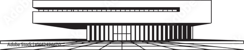 Architecture coloring page for kids and adults, black and white building sketch line art vector illustration