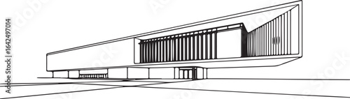 Architecture coloring page for kids and adults, black and white building sketch line art vector illustration