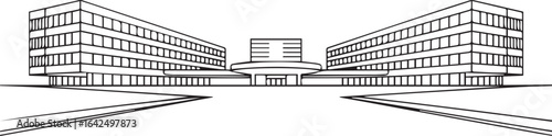 Architecture coloring page for kids and adults, black and white building sketch line art vector illustration