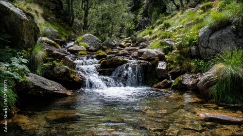 Forest stream cascade scenery