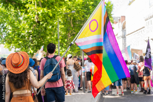 Pride Parade With Inclusive Flag