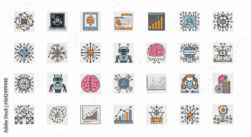 Digital intelligence icons representing AI, biotech, data, and robotics for innovative business growth