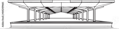 Architecture coloring page for kids and adults, black and white building sketch line art vector illustration