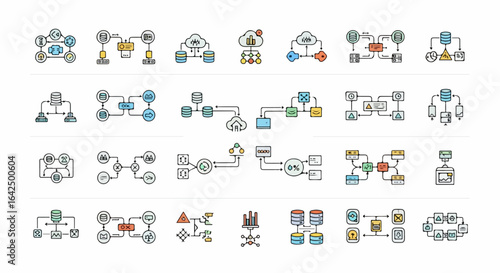 Modern data flow diagrams and network architecture concepts for business technology solutions
